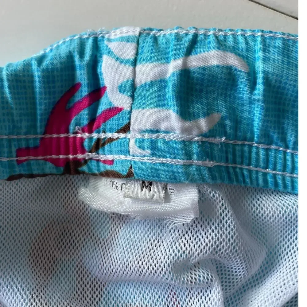 Peter Millar Swim Trunks Shorts Men's Size M Drawstring Lined Coral Seaweed